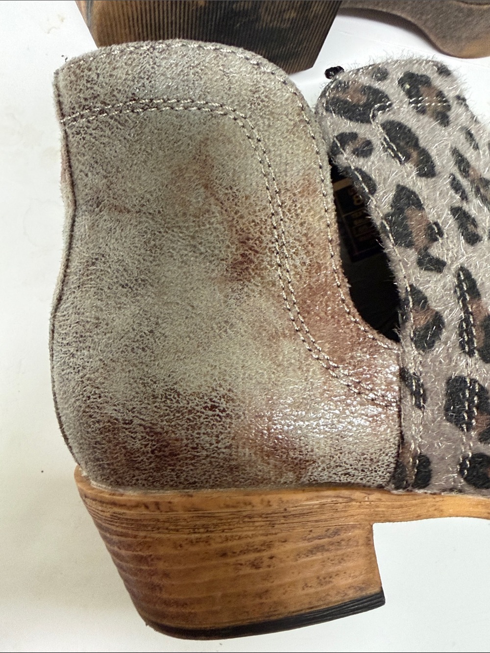 Roper Ava Leopard Snip Toe Slip-On Ankle Cowboy Booties Size 8 - Picture 9 of 14